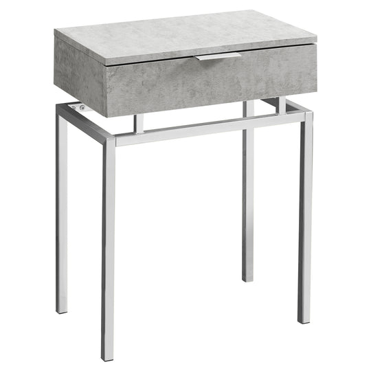 I 3461 Accent Table - 24"H / Grey Cement / Chrome Metal - Furniture Depot (7881115992312)