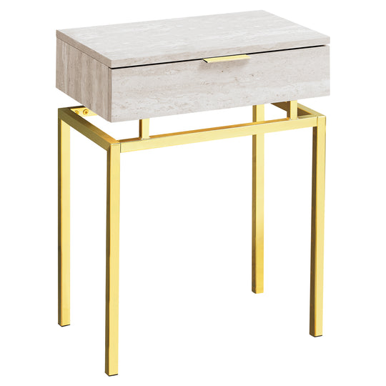 I 3463 Accent Table - 24"H / Beige Marble / Gold Metal - Furniture Depot (7881116025080)