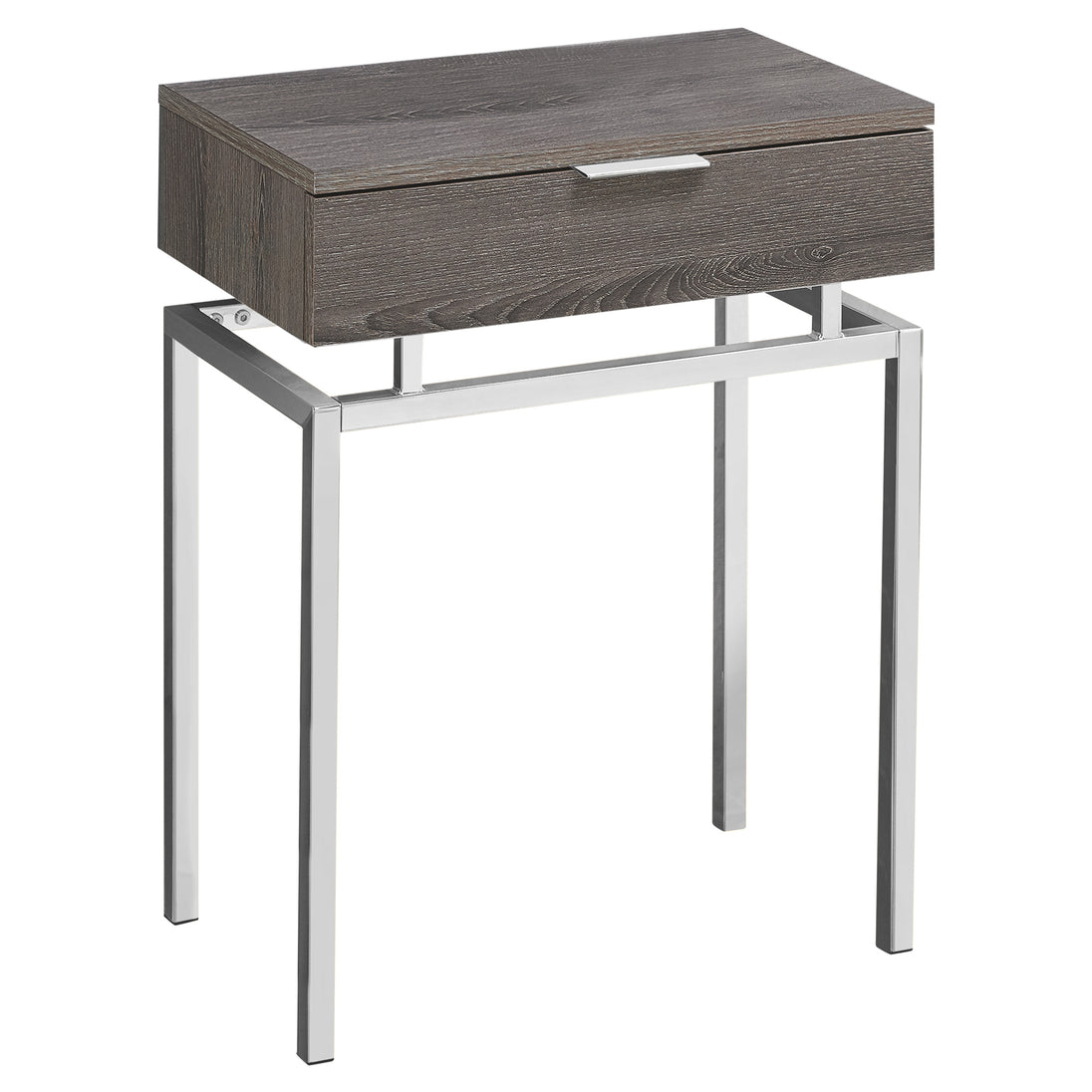 I 3465 Accent Table - 24"H / Dark Taupe / Chrome Metal - Furniture Depot (7881116057848)