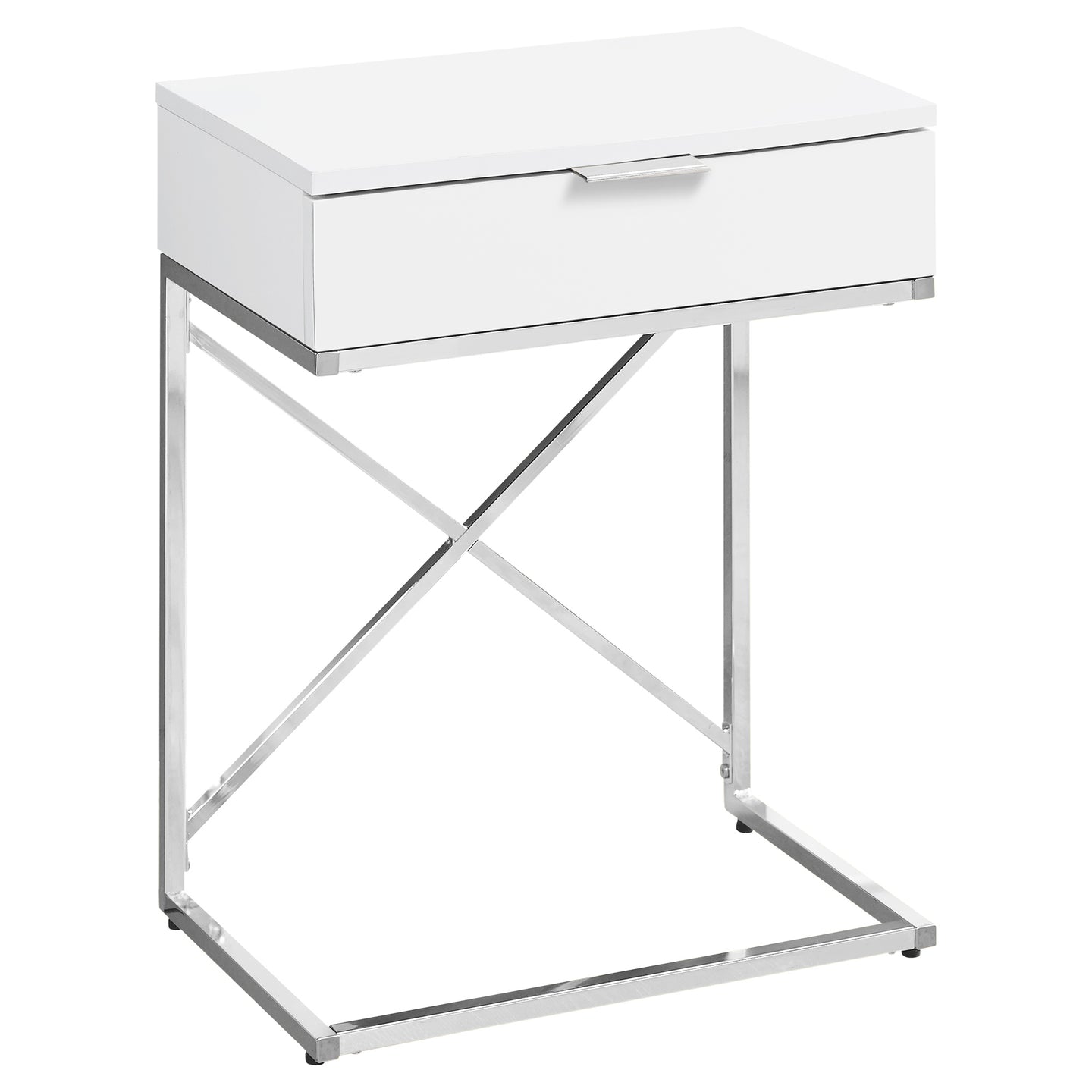 I 3470 Accent Table - 24"H / Glossy White / Chrome Metal - Furniture Depot (7881116156152)