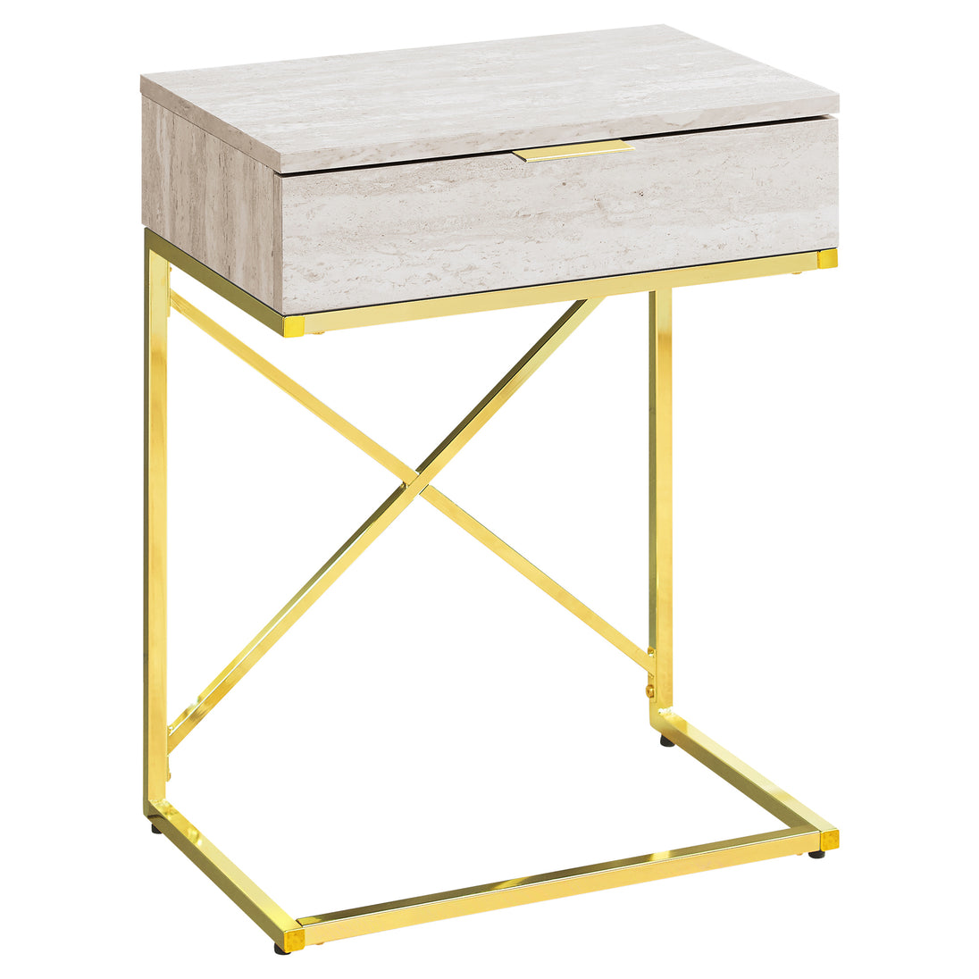 I 3473 Accent Table - 24"H / Beige Marble / Gold Metal - Furniture Depot (7881116221688)