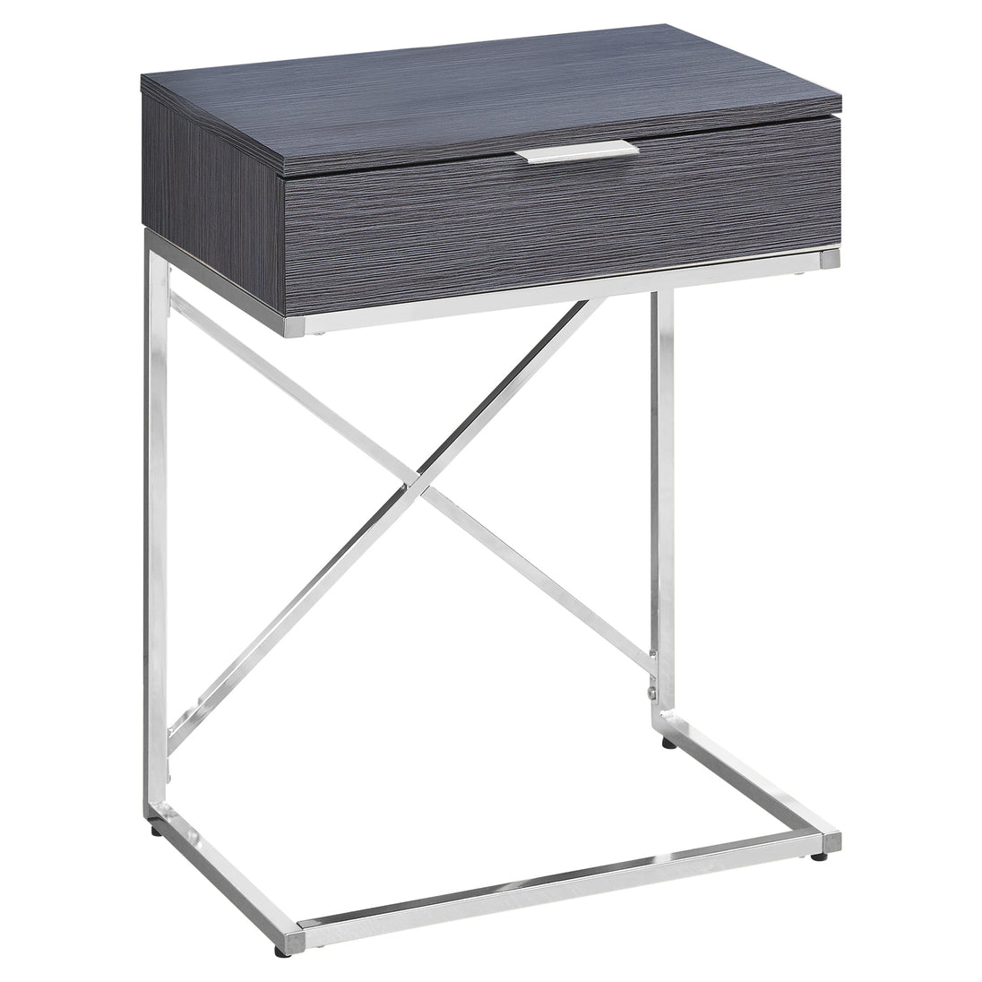 I 3474 Accent Table - 24"H / Grey / Chrome Metal - Furniture Depot