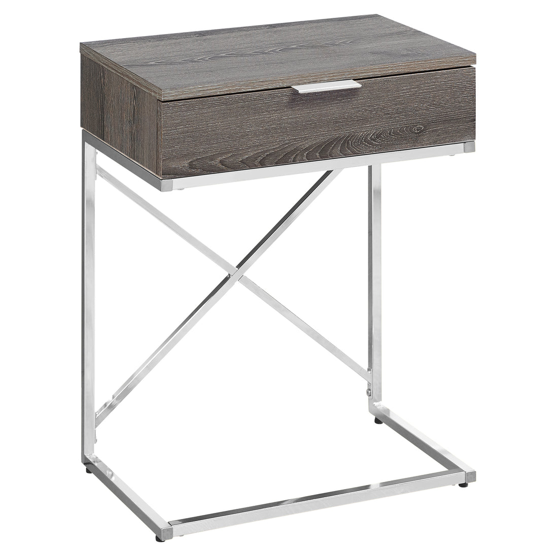 I 3475 Accent Table - 24"H / Dark Taupe / Chrome Metal - Furniture Depot (7881116287224)