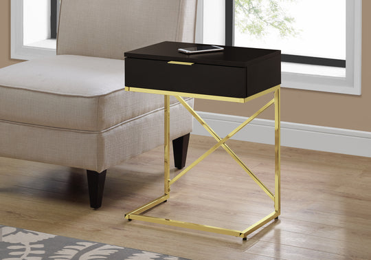 I 3476 Accent Table - 24"H / Espresso / Gold Metal - Furniture Depot (7881116319992)