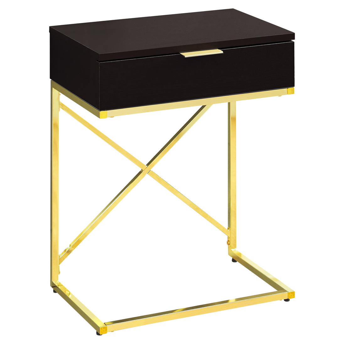 I 3476 Accent Table - 24"H / Espresso / Gold Metal - Furniture Depot (7881116319992)