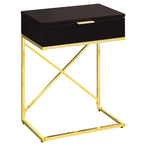 I 3476 Accent Table - 24"H / Espresso / Gold Metal - Furniture Depot (7881116319992)