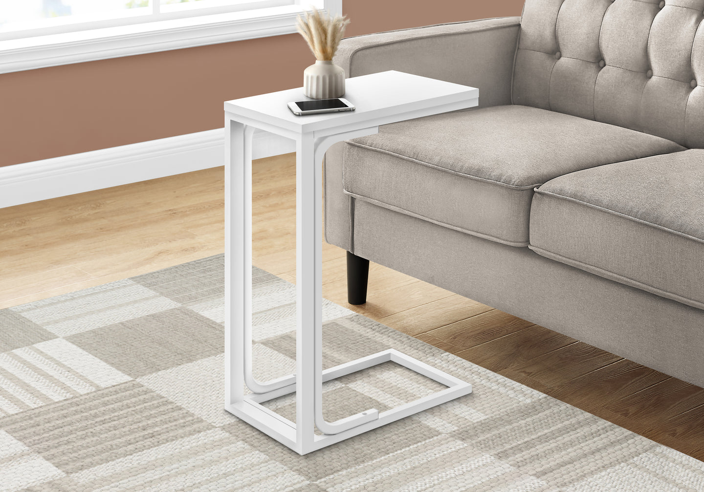 I 3478 Accent Table - 25"H /White / White Metal - Furniture Depot