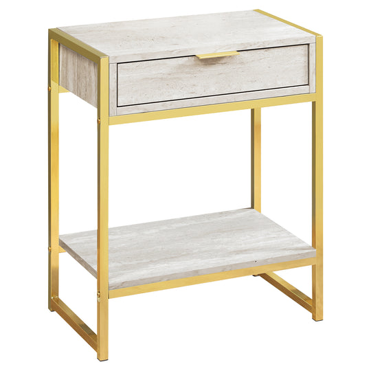 I 3483 Accent Table - 24"H / Beige Marble / Gold Metal - Furniture Depot