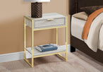 I 3483 Accent Table - 24"H / Beige Marble / Gold Metal - Furniture Depot