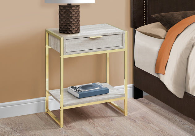 I 3483 Accent Table - 24"H / Beige Marble / Gold Metal - Furniture Depot