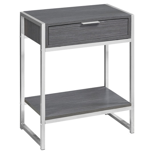 I 3484 Accent Table - 24"H / Grey / Chrome Metal - Furniture Depot