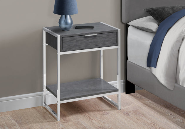 I 3484 Accent Table - 24"H / Grey / Chrome Metal - Furniture Depot