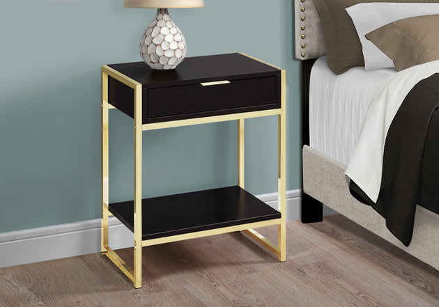I 3486 Accent Table - 24"H / Espresso / Gold Metal - Furniture Depot (7881116549368)
