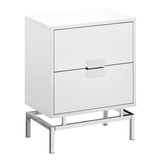 I 3490 Accent Table - 24"H / Glossy White / Chrome Metal - Furniture Depot (7881116582136)