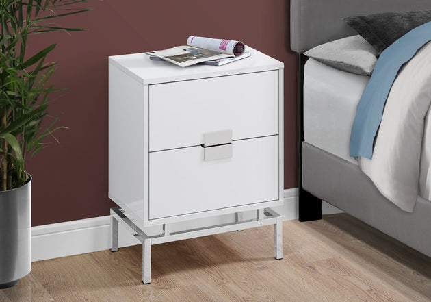 I 3490 Accent Table - 24"H / Glossy White / Chrome Metal - Furniture Depot (7881116582136)