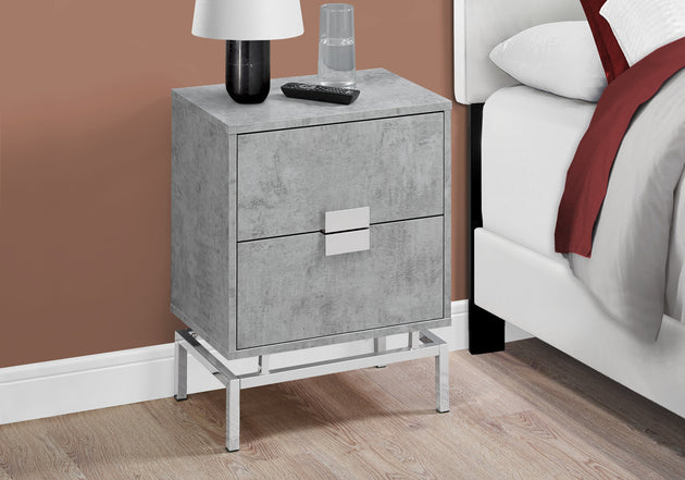 I 3491 Accent Table - 24"H / Grey Cement / Chrome Metal - Furniture Depot (7881116614904)