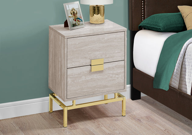 I 3493 Accent Table - 24"H / Beige Marble / Gold Metal - Furniture Depot