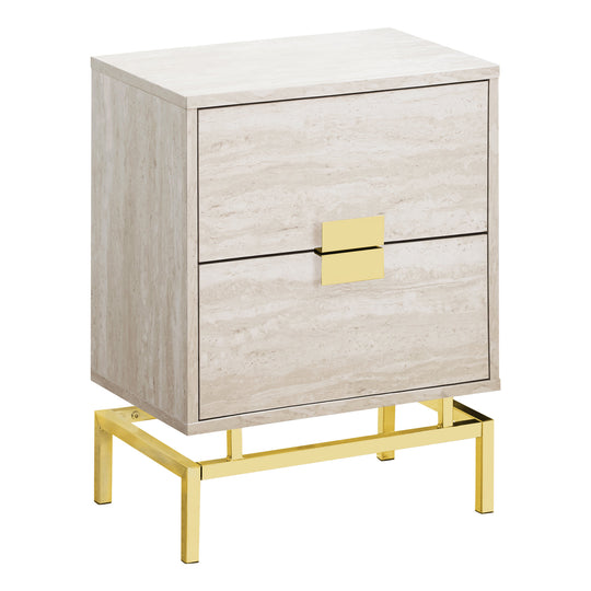 I 3493 Accent Table - 24"H / Beige Marble / Gold Metal - Furniture Depot