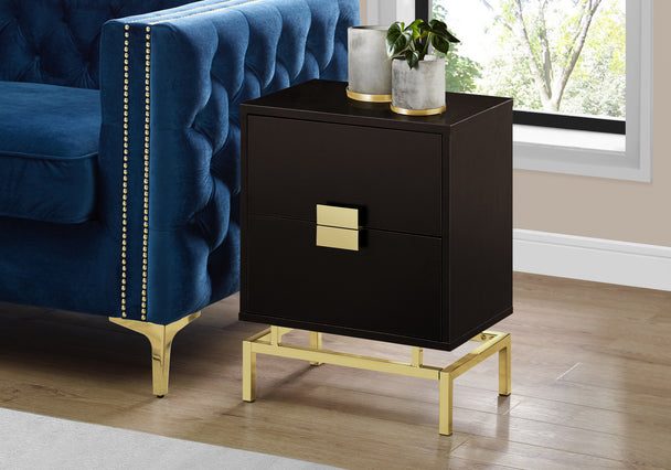 I 3496 Accent Table - 24"H / Espresso / Gold Metal - Furniture Depot (7881116680440)