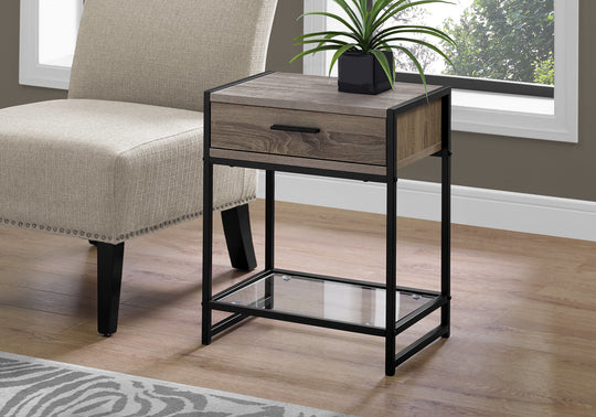 I 3501 Accent Table - 22"H / Dark Taupe / Black / Tempered Glass - Furniture Depot (7881116745976)