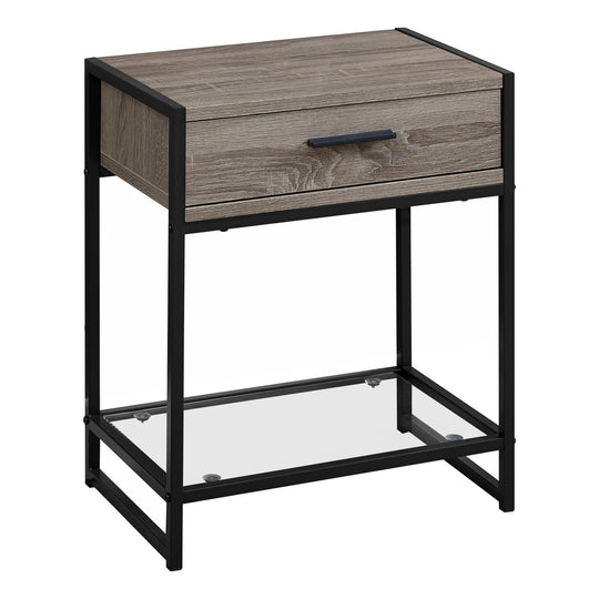 I 3501 Accent Table - 22"H / Dark Taupe / Black / Tempered Glass - Furniture Depot (7881116745976)