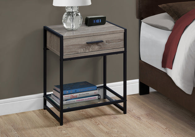 I 3501 Accent Table - 22"H / Dark Taupe / Black / Tempered Glass - Furniture Depot (7881116745976)