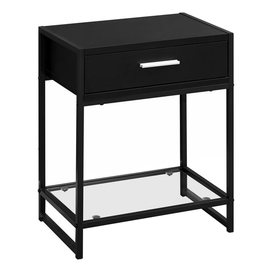 I 3502 Accent Table - 22"H / Black / Black Metal/ Tempered Glass - Furniture Depot (7881116778744)