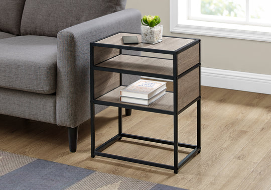 I 3507 Accent Table - 22"H / Dark Taupe / Black Metal - Furniture Depot (7881116942584)