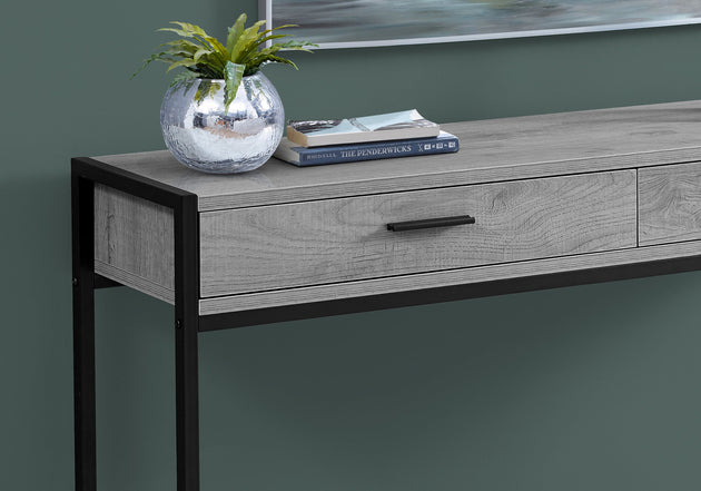 I 3510 Accent Table - 48"L / Grey / Black Metal Hall Console - Furniture Depot (7881117008120)