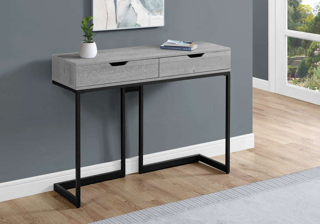 I 3519 Accent Table - 42"L / Grey/ Black Metal Hall Console - Furniture Depot (7881117237496)