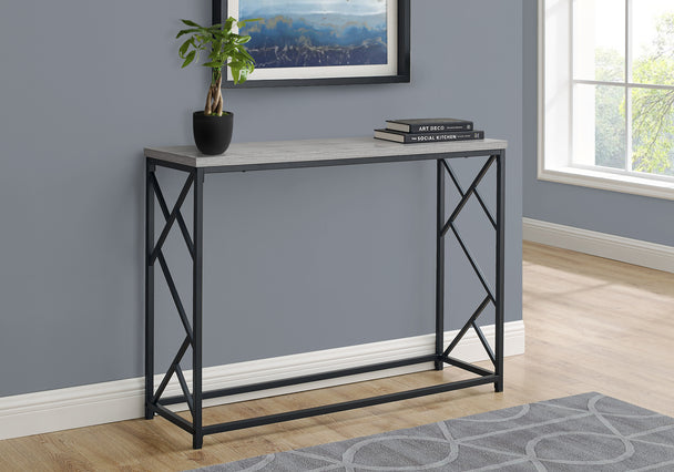 I 3532 Accent Table - 44"L / Grey / Black Metal Hall Console - Furniture Depot (7881117368568)