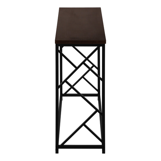 I 3534 Accent Table - 44"L / Espresso / Black Metal Hall Console - Furniture Depot (7881117434104)