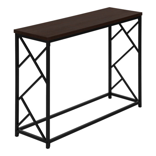 I 3534 Accent Table - 44"L / Espresso / Black Metal Hall Console - Furniture Depot (7881117434104)