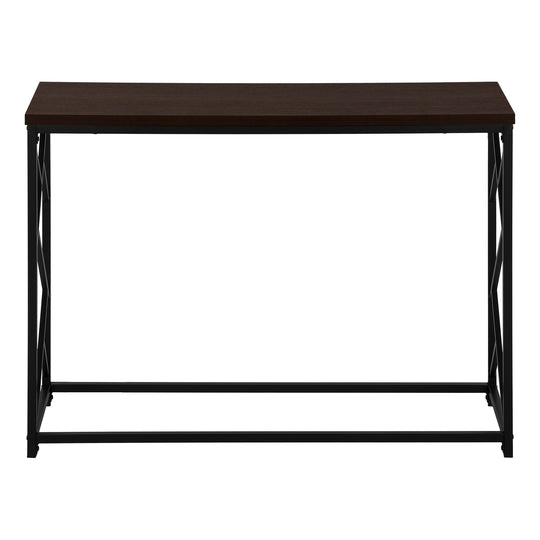 I 3534 Accent Table - 44"L / Espresso / Black Metal Hall Console - Furniture Depot (7881117434104)