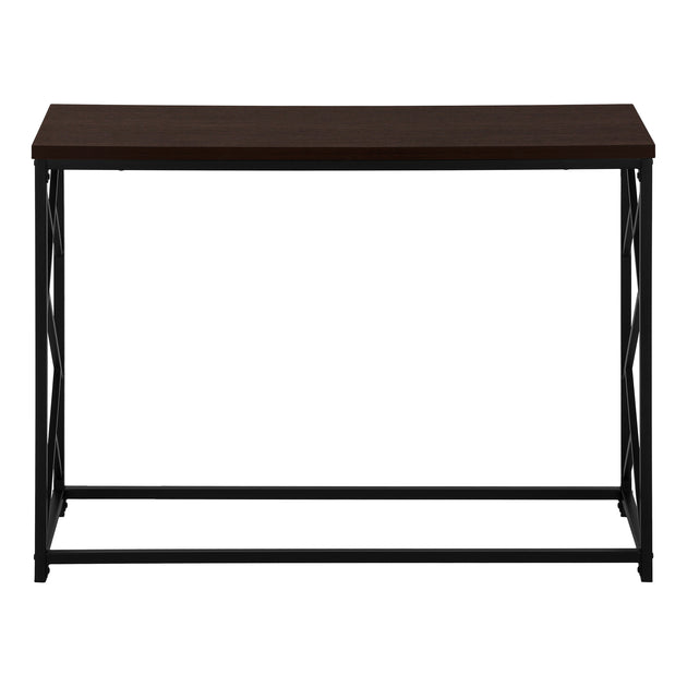 I 3534 Accent Table - 44"L / Espresso / Black Metal Hall Console - Furniture Depot (7881117434104)