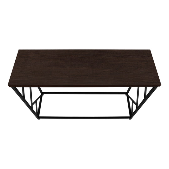 I 3534 Accent Table - 44"L / Espresso / Black Metal Hall Console - Furniture Depot (7881117434104)