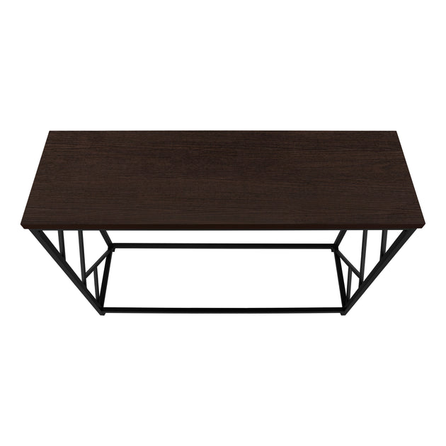 I 3534 Accent Table - 44"L / Espresso / Black Metal Hall Console - Furniture Depot (7881117434104)