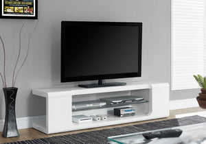 I 3535 Tv Stand - 60"L / High Glossy White With Tempered Glass - Furniture Depot (7881117499640)