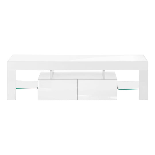 I 3548 Tv Stand - 63"L / High Glossy White With Tempered Glass - Furniture Depot