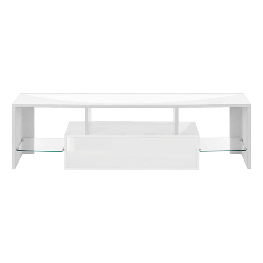 I 3548 Tv Stand - 63"L / High Glossy White With Tempered Glass - Furniture Depot