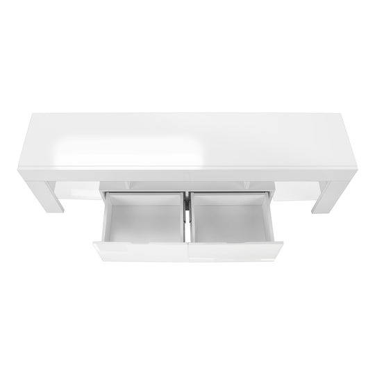 I 3548 Tv Stand - 63"L / High Glossy White With Tempered Glass - Furniture Depot