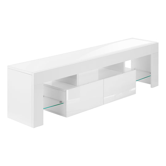 I 3548 Tv Stand - 63"L / High Glossy White With Tempered Glass - Furniture Depot