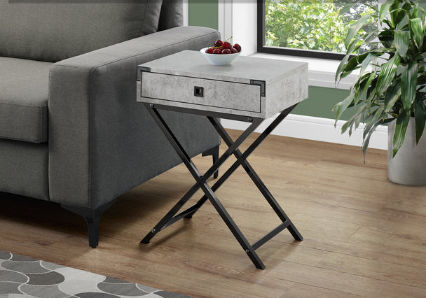 I 3552 Accent Table - 24"H / Grey Cement / Black Nickel Metal - Furniture Depot (7881117696248)