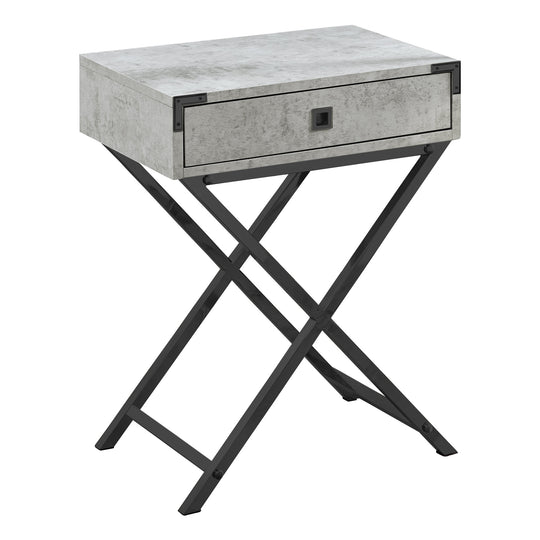 I 3552 Accent Table - 24"H / Grey Cement / Black Nickel Metal - Furniture Depot (7881117696248)