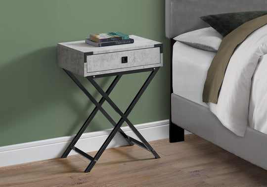 I 3552 Accent Table - 24"H / Grey Cement / Black Nickel Metal - Furniture Depot (7881117696248)