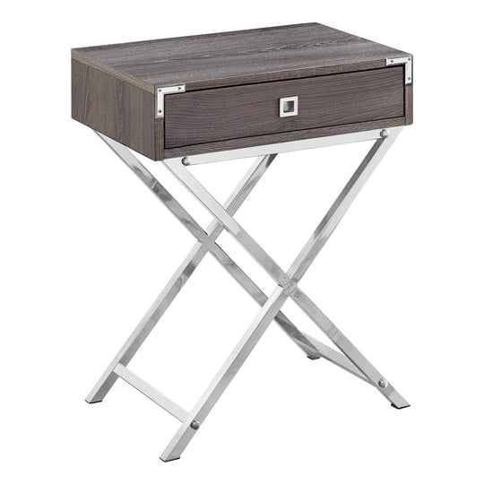 I 3555 Accent Table - 24"H / Dark Taupe / Chrome Metal - Furniture Depot (7881117729016)