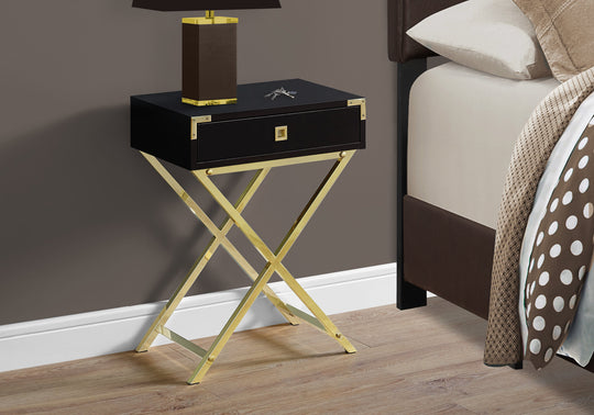 I 3556 Accent Table - 24"H / Espresso / Gold Metal - Furniture Depot (7881117761784)