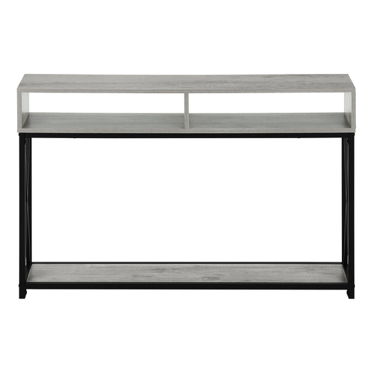 I 3572 Accent Table - 48"L / Grey / Black Metal Hall Console - Furniture Depot