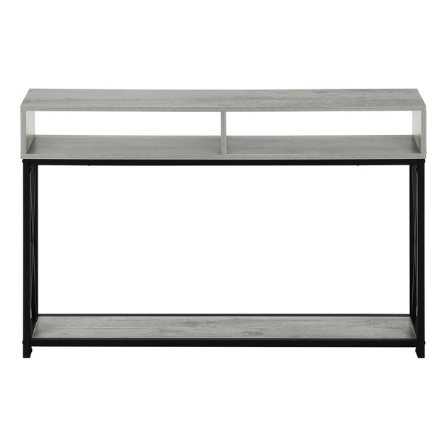 I 3572 Accent Table - 48"L / Grey / Black Metal Hall Console - Furniture Depot