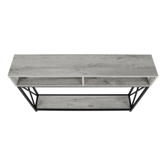 I 3572 Accent Table - 48"L / Grey / Black Metal Hall Console - Furniture Depot